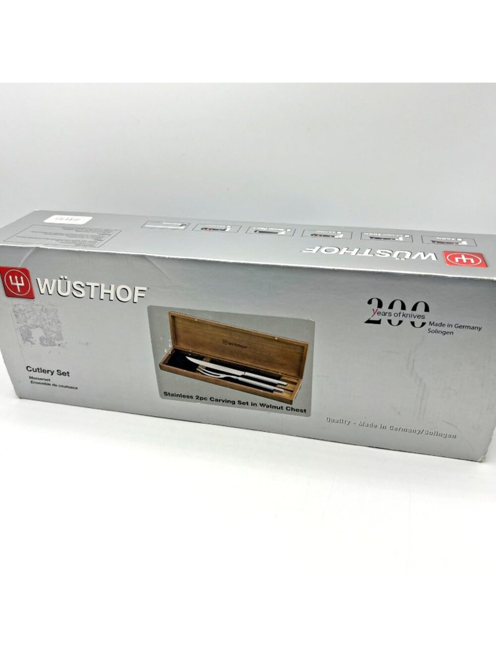 Wusthof Stainless Carving Set in Walnut Chest Fork Knife